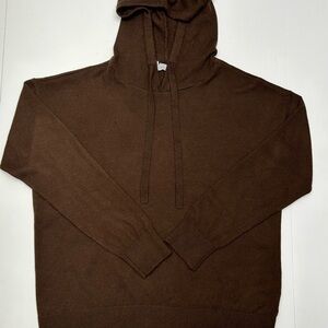 Women's Brown Cashmere Wool Blend Hooded Sweater S By Members  Mark